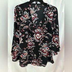 Alfani Black and Pink Floral Women's Top